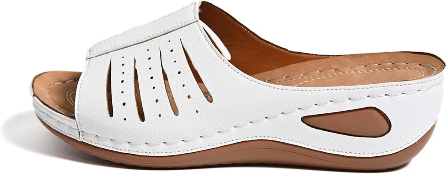 Comfortable Sandals for Women Orthotic Wedge Slides Open Toe Slip On Shoes Casual Walking Footwear with Arch Support