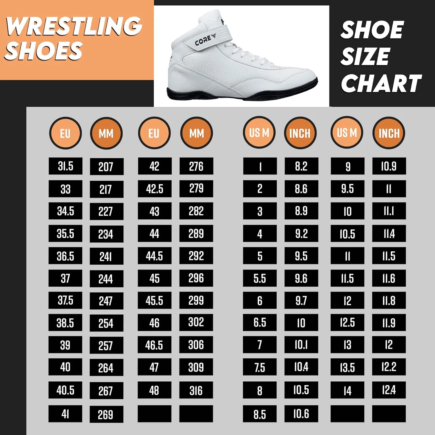 CORE Wrestling Shoes  High Traction Wrestling Shoes for Men, Women, Youth & Kids - Durable Shoes for Wrestling, Boxing, Weightlifting & Bodybuilding  Combat Sports Footwear, Lightweight Gym Shoes