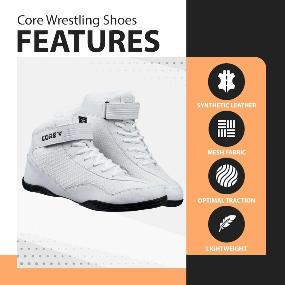 CORE Wrestling Shoes  High Traction Wrestling Shoes for Men, Women, Youth & Kids - Durable Shoes for Wrestling, Boxing, Weightlifting & Bodybuilding  Combat Sports Footwear, Lightweight Gym Shoes