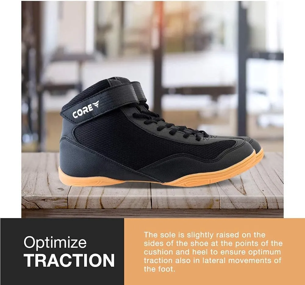 CORE Wrestling Shoes  High Traction Wrestling Shoes for Men, Women, Youth & Kids - Durable Shoes for Wrestling, Boxing, Weightlifting & Bodybuilding  Combat Sports Footwear, Lightweight Gym Shoes