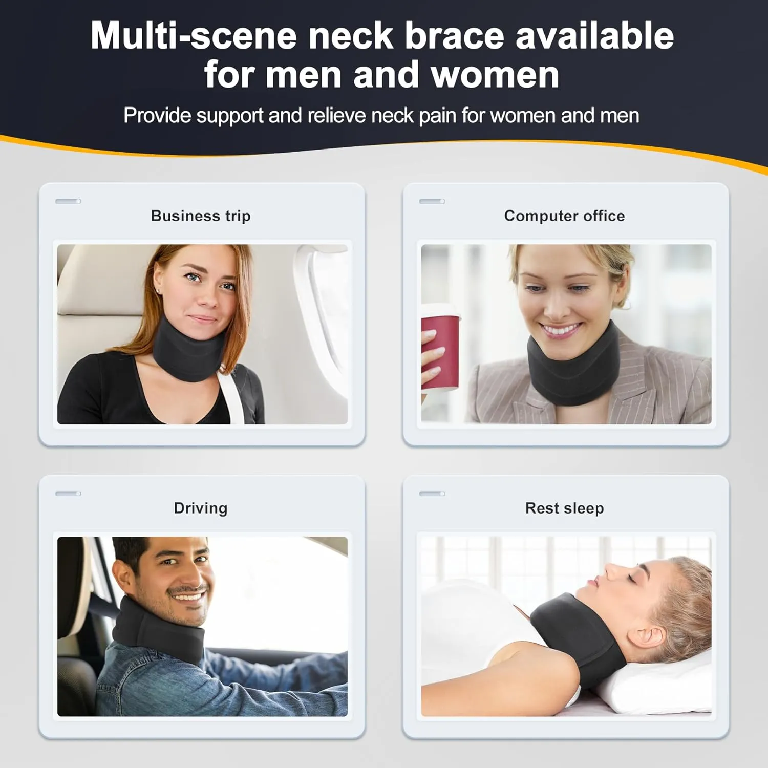 CozyHealth Neck Brace for Neck Pain and Support, Soft Neck Support Relieves Pain & Pressure in Spine for Women & Men, Wrap Align Stabilize Vertebrae Foam Cervical Collar for Sleeping (Black, S, 3" Middle Height)