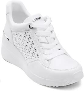DKNY Women's Kalinda Studded Lace Up Wedge Sneaker