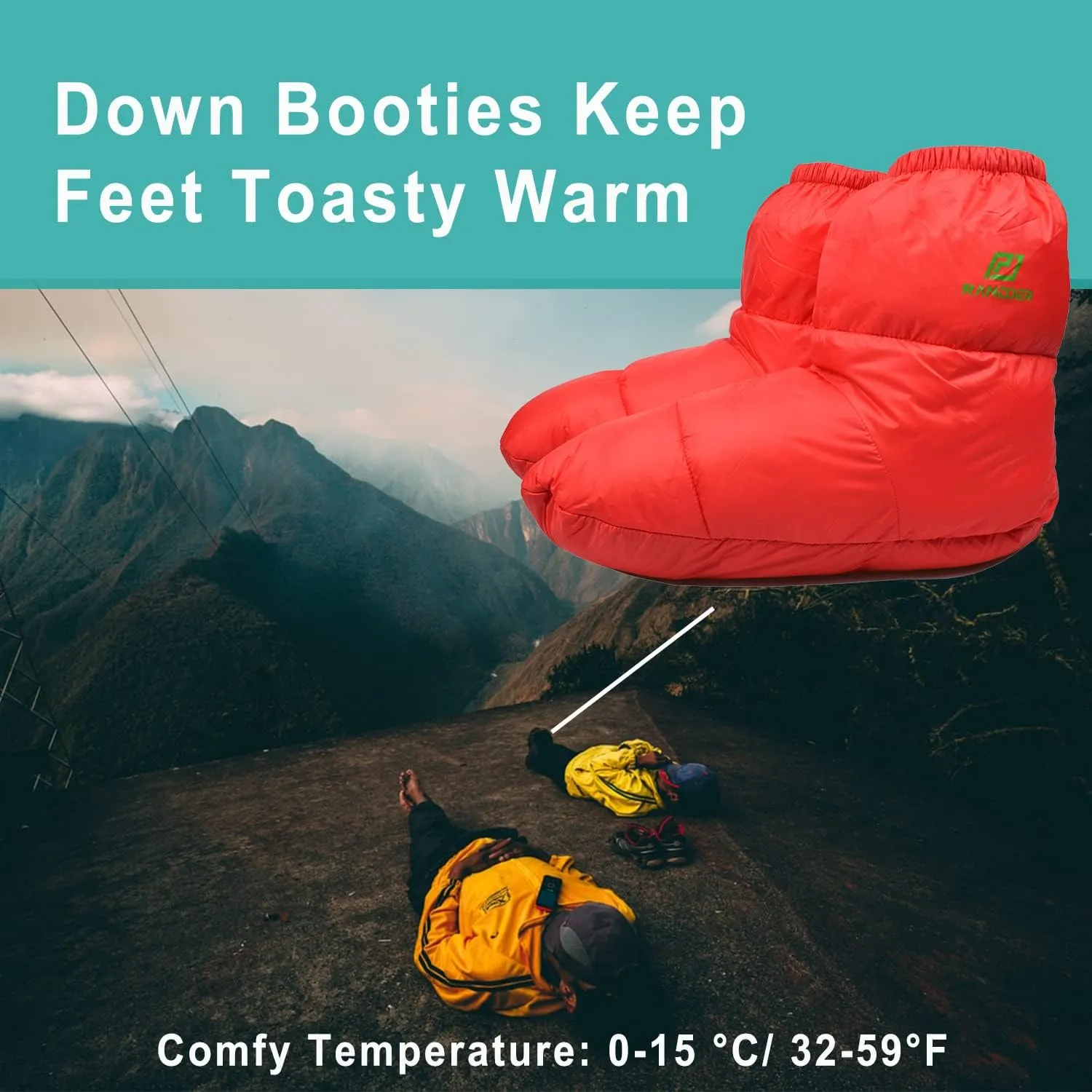Down Booties Warm Socks for Men & Women - Ultralight Sleeping Sock for Camp, Backpacking - Soft & Cozy Camping Sleeping Bag Tent Down Slippers Foot Warmer