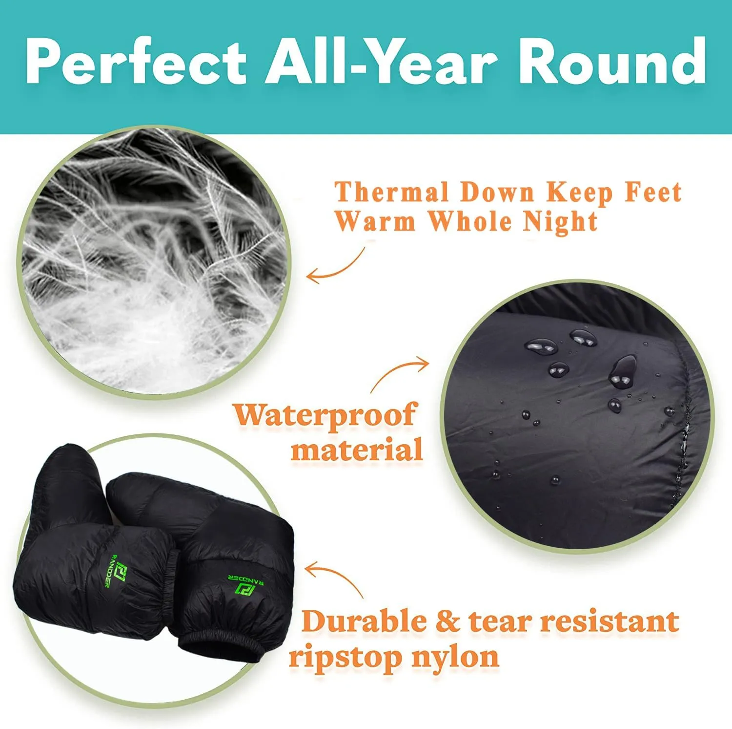 Down Booties Warm Socks for Men & Women - Ultralight Sleeping Sock for Camp, Backpacking - Soft & Cozy Camping Sleeping Bag Tent Down Slippers Foot Warmer