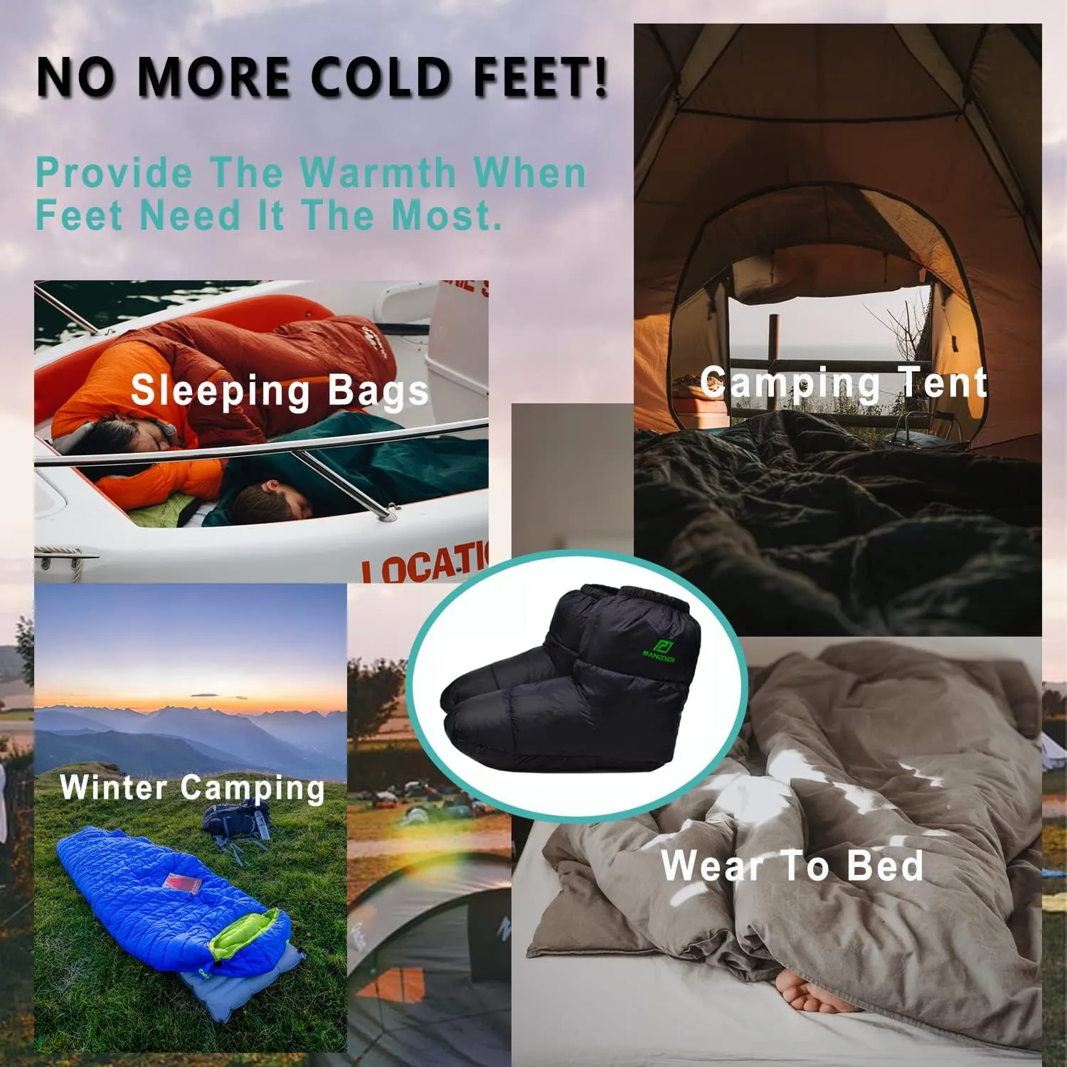 Down Booties Warm Socks for Men & Women - Ultralight Sleeping Sock for Camp, Backpacking - Soft & Cozy Camping Sleeping Bag Tent Down Slippers Foot Warmer