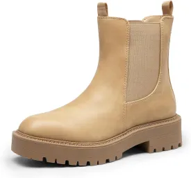 DREAM PAIRS Women's Chelsea Ankle Boots Square Toe Fashion Low Heel Lug Sole Platform Fall Booties Shoes