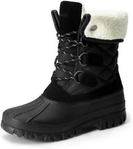 DREAM PAIRS Women's Winter Duck Boots Mid Calf Warm Insulated Faux Fur Lined Waterproof Lace Up Snow Boots