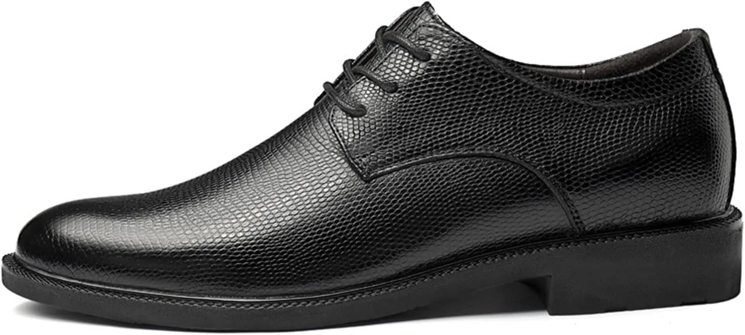 Dress Oxford Shoes for Men Lace Up Height Increasing Elevator Leather Derby Shoes 2.3 Inches Taller Anti-Slip Block Heel Rubber Sole Wedding Suitable for Many Occasions.