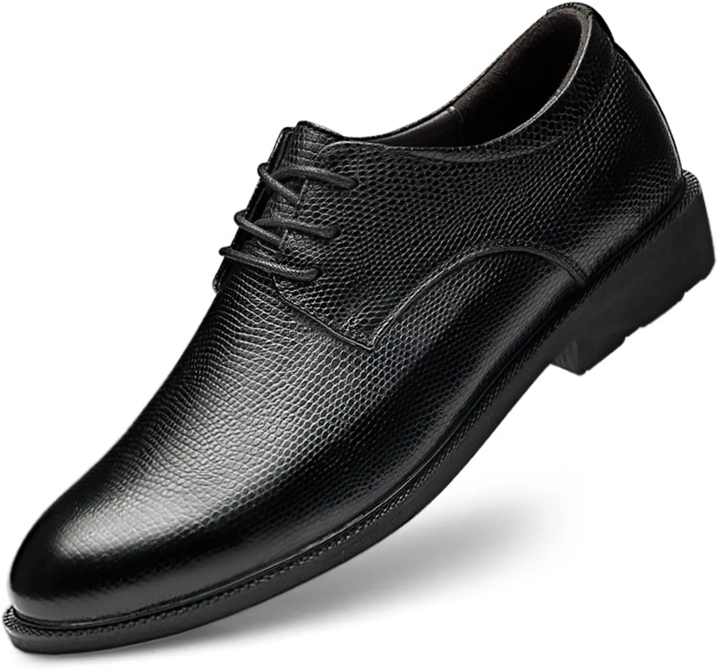 Dress Oxford Shoes for Men Lace Up Height Increasing Elevator Leather Derby Shoes 2.3 Inches Taller Anti-Slip Block Heel Rubber Sole Wedding Suitable for Many Occasions.