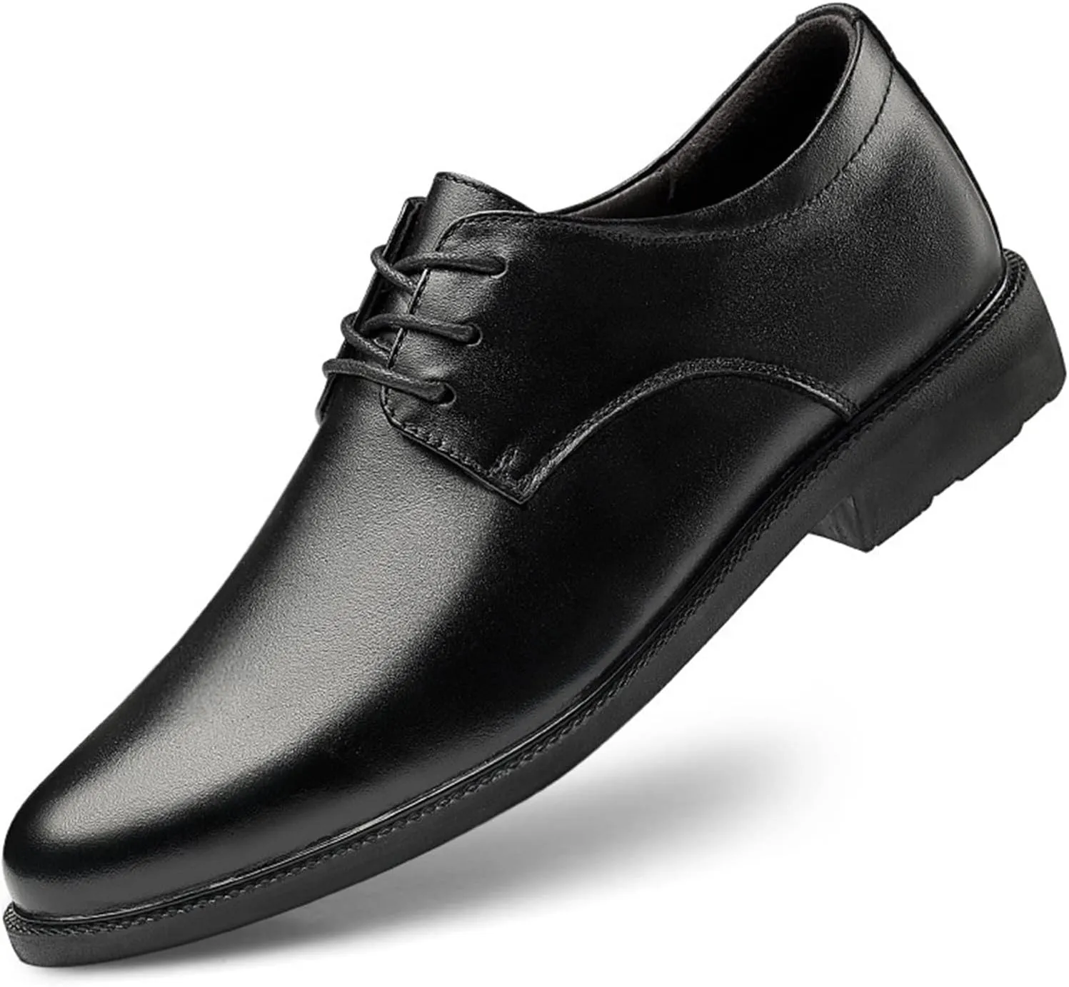 Dress Oxford Shoes for Men Lace Up Height Increasing Elevator Leather Derby Shoes 2.3 Inches Taller Anti-Slip Block Heel Rubber Sole Wedding Suitable for Many Occasions.
