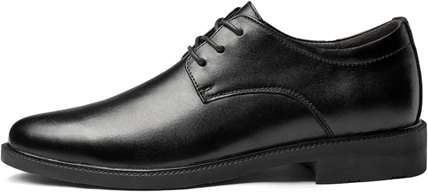Dress Oxford Shoes for Men Lace Up Height Increasing Elevator Leather Derby Shoes 2.3 Inches Taller Anti-Slip Block Heel Rubber Sole Wedding Suitable for Many Occasions.