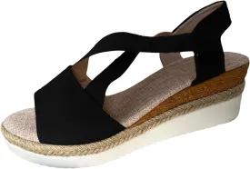 Espadrille Wedge Sandals for Women Slip on Cross Bands Platform Heels Braided Summer Open Toe Casual Sandal Shoes