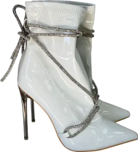 Fashion Nova White Call It A Date Booties UK 8 EU 41 👠