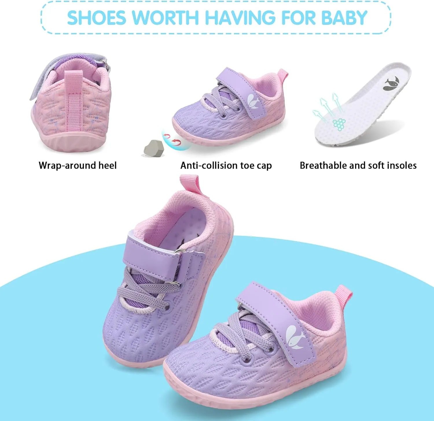 FEETCITY Baby Sneakers Boys Girls Infant Shoes First Walking Shoes Newborn Crib Shoes Toddler Slip On Shoes