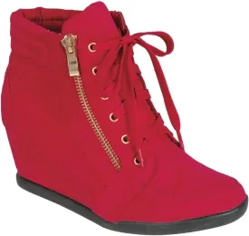 Forever Link Peggy Womens Lace Up High Top Wedge Sneaker