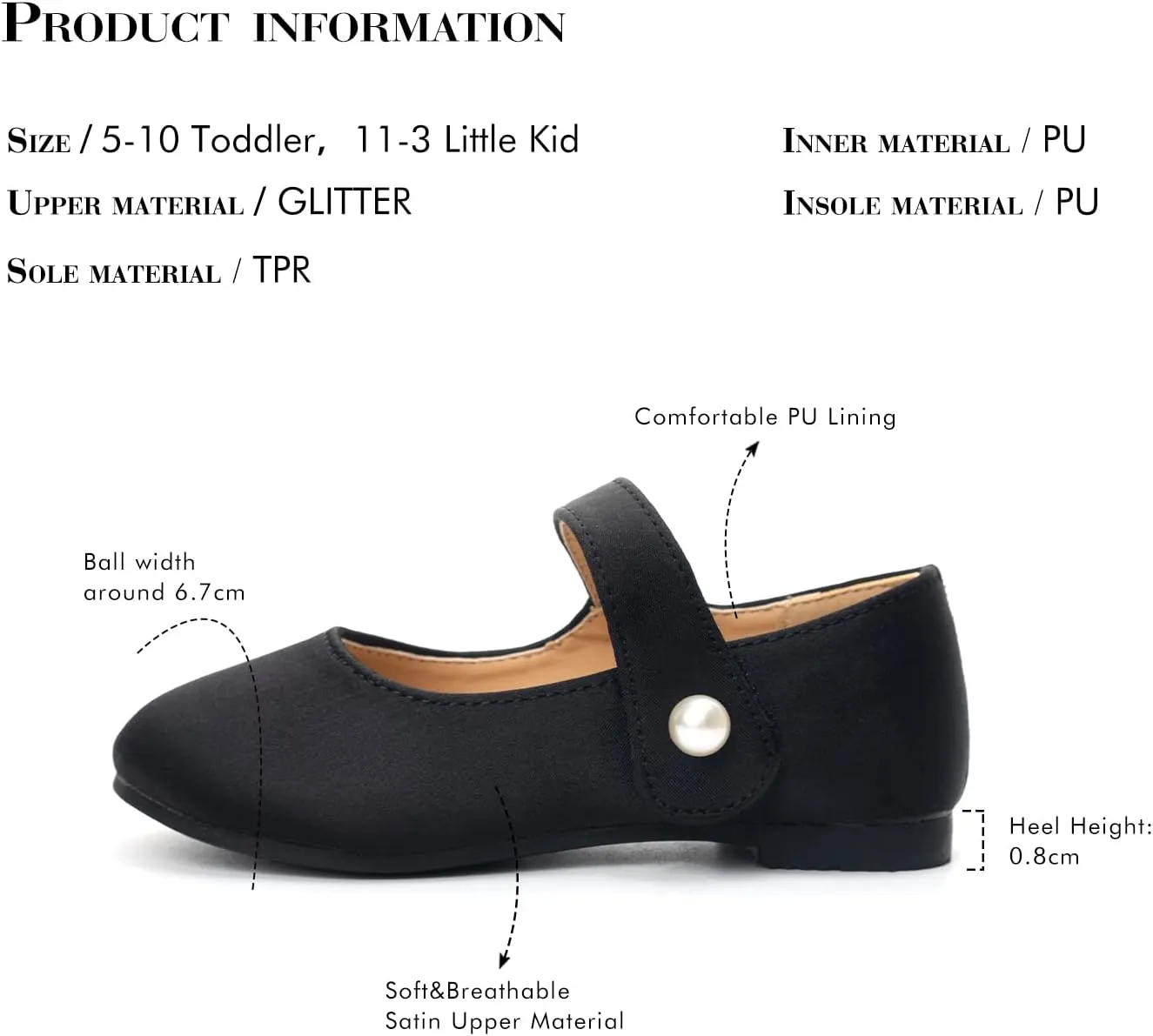 FUNKYMONKEY Toddler/Little Girl Mary Jane Dress Shoes Casual Slip on Ballet Flat