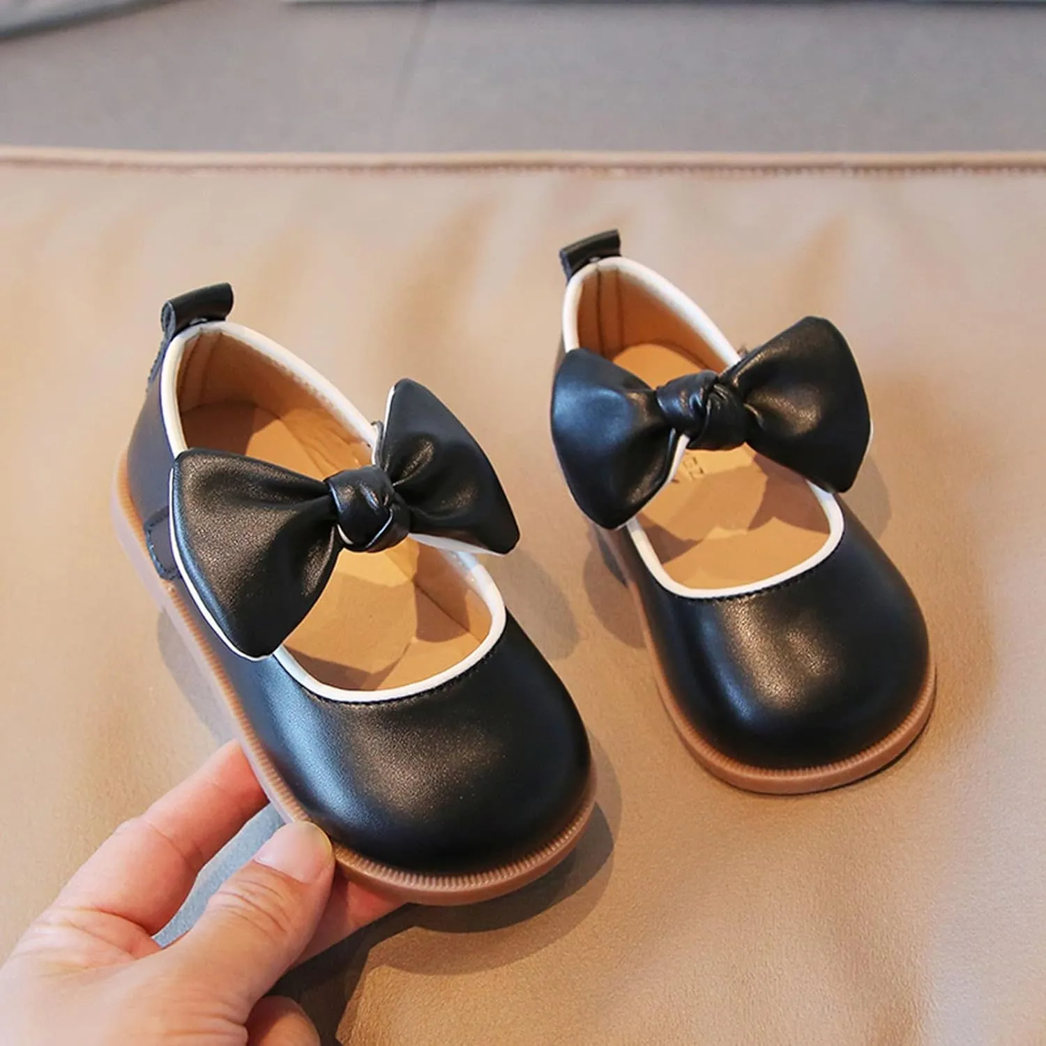 Girl's Mary Jane Rhinestone Buckle Ballerina Flats Anti Skid Sole First Walker Princess Crib Shoes Loafers Moccasins