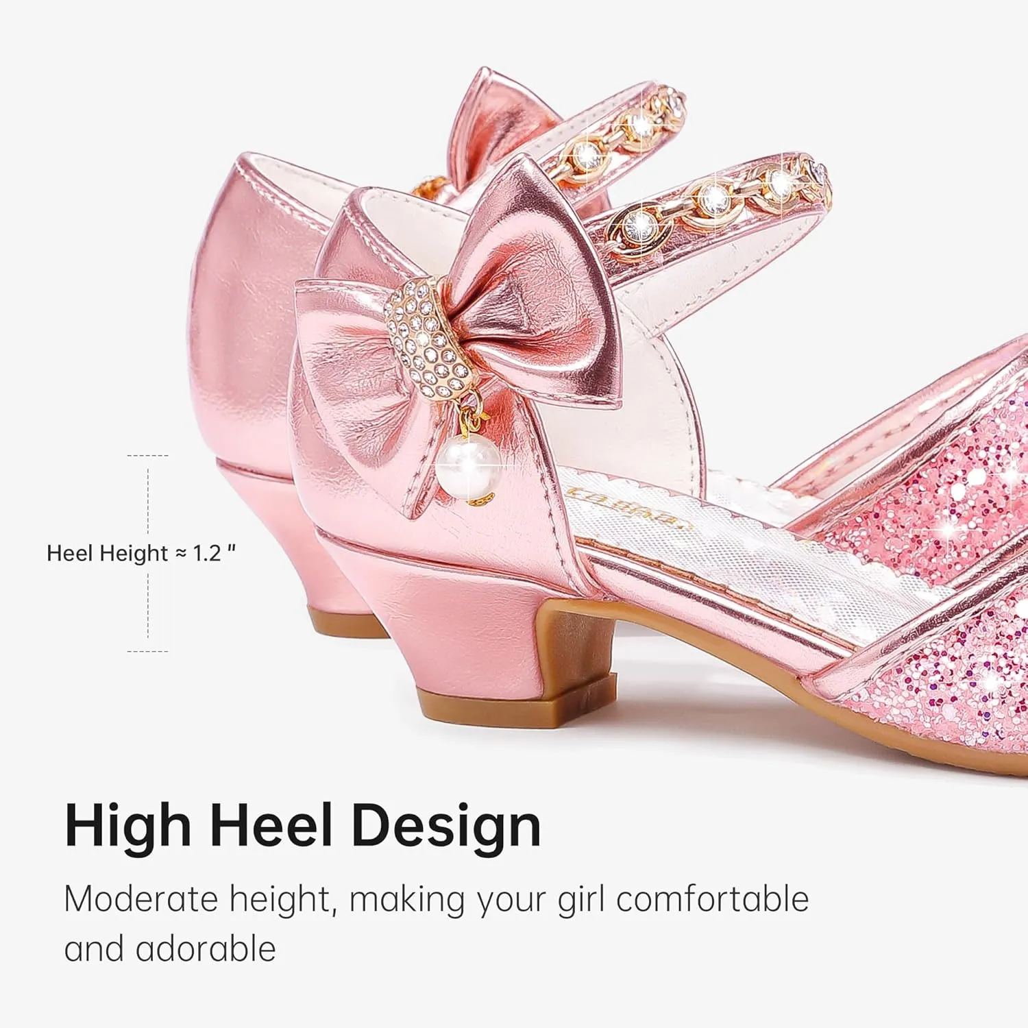 Girls Sandals Closed Toe Heels Wedding Party Girls Dress Shoes Toddler Little Big Kid