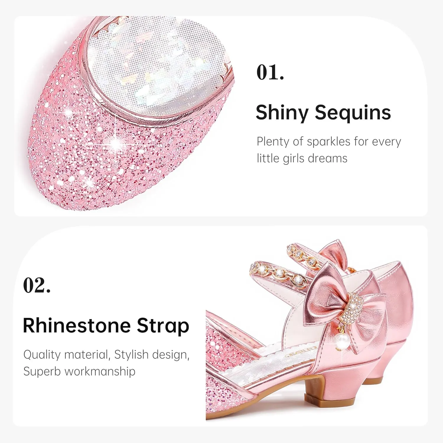 Girls Sandals Closed Toe Heels Wedding Party Girls Dress Shoes Toddler Little Big Kid
