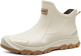 jessie Men's Waterproof Rubber Boots Ankle Rain Boots Mud Booties for Trekking Gardening Farming Camping Fishing Comfortable Sports and Chore Work
