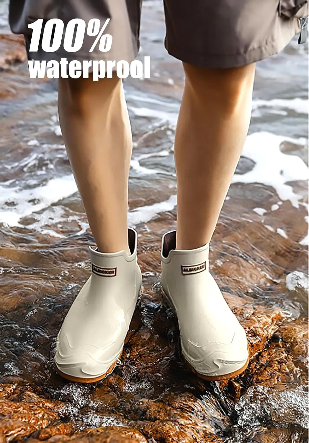 jessie Men's Waterproof Rubber Boots Ankle Rain Boots Mud Booties for Trekking Gardening Farming Camping Fishing Comfortable Sports and Chore Work