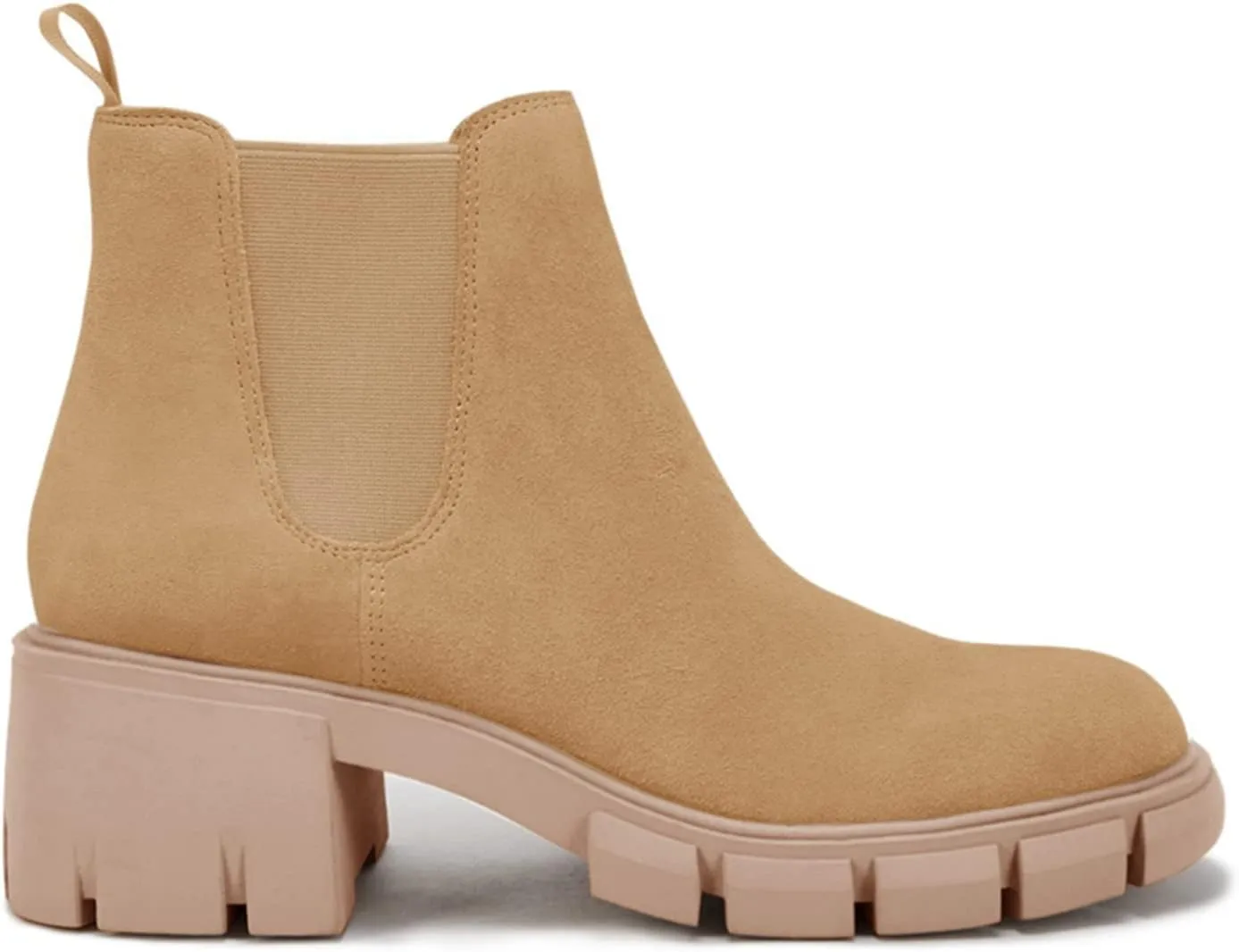 Juliet Holy Womens Lug Sole Platform Ankle Booties Chelsea Slip on Chunky Block Heel Leather Combat Boots