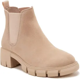 Juliet Holy Womens Lug Sole Platform Ankle Booties Chelsea Slip on Chunky Block Heel Leather Combat Boots