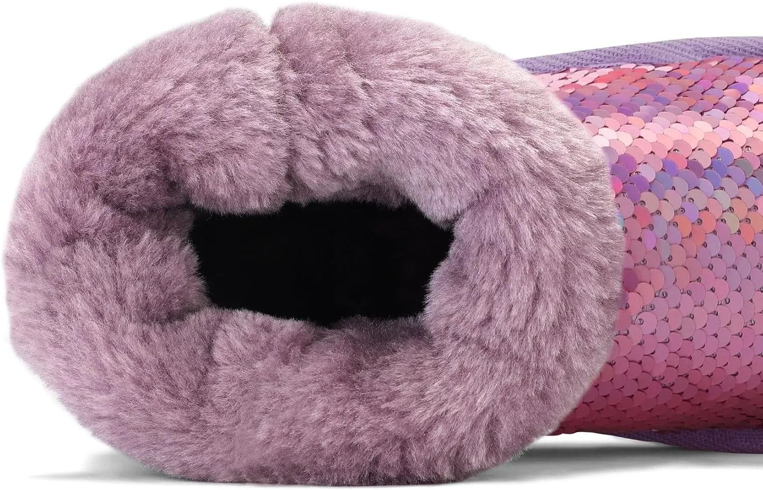 K KomForme Girls Winter Boots Sparkle Sequins Warm Snow Shoes Fur Lined Lightweight Comfy (Toddler/Little Kids/Big Kids)