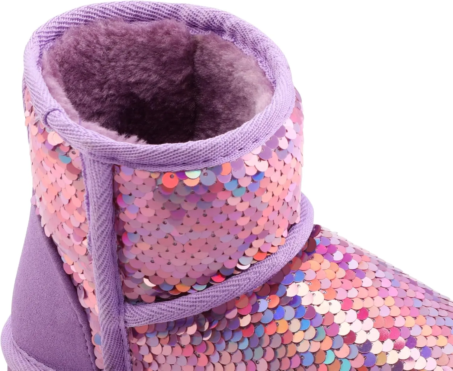 K KomForme Girls Winter Boots Sparkle Sequins Warm Snow Shoes Fur Lined Lightweight Comfy (Toddler/Little Kids/Big Kids)