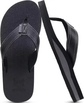 KuaiLu Men's Yoga Mat Leather Flip Flops with Arch Support Comfortable Cushion Walking Thong Sandals Slip On Indoor Outdoor
