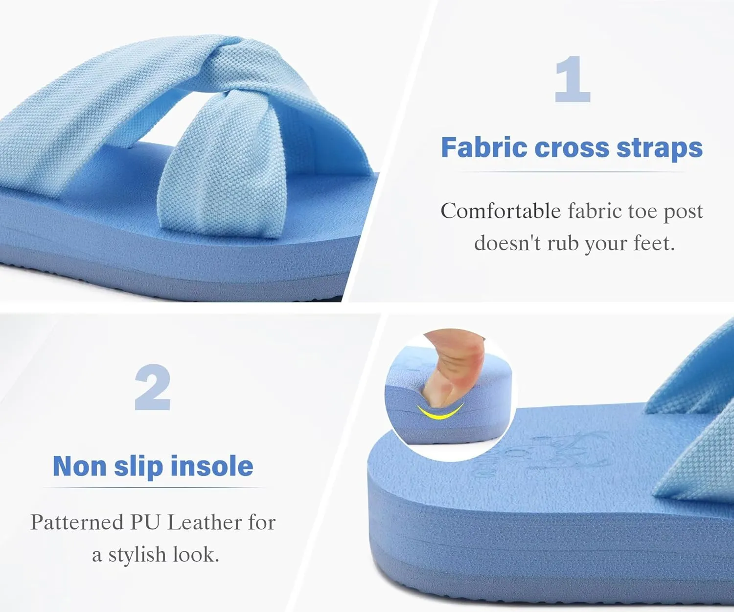 KuaiLu Womens Dressy Sandals with Arch Support Yoga Mat Comfortable Cushion Walking Criss Cross Slides Summer Beach Slip On Indoor Outdoor Slippers