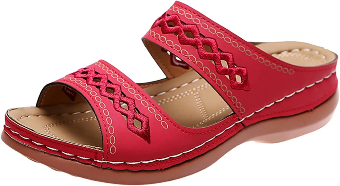 Ladmiple Womens Sandals Dressy Summer Comfort Orthotic Walking Slides Open Toe Arch Support Orthopedic Flip Flops 2024