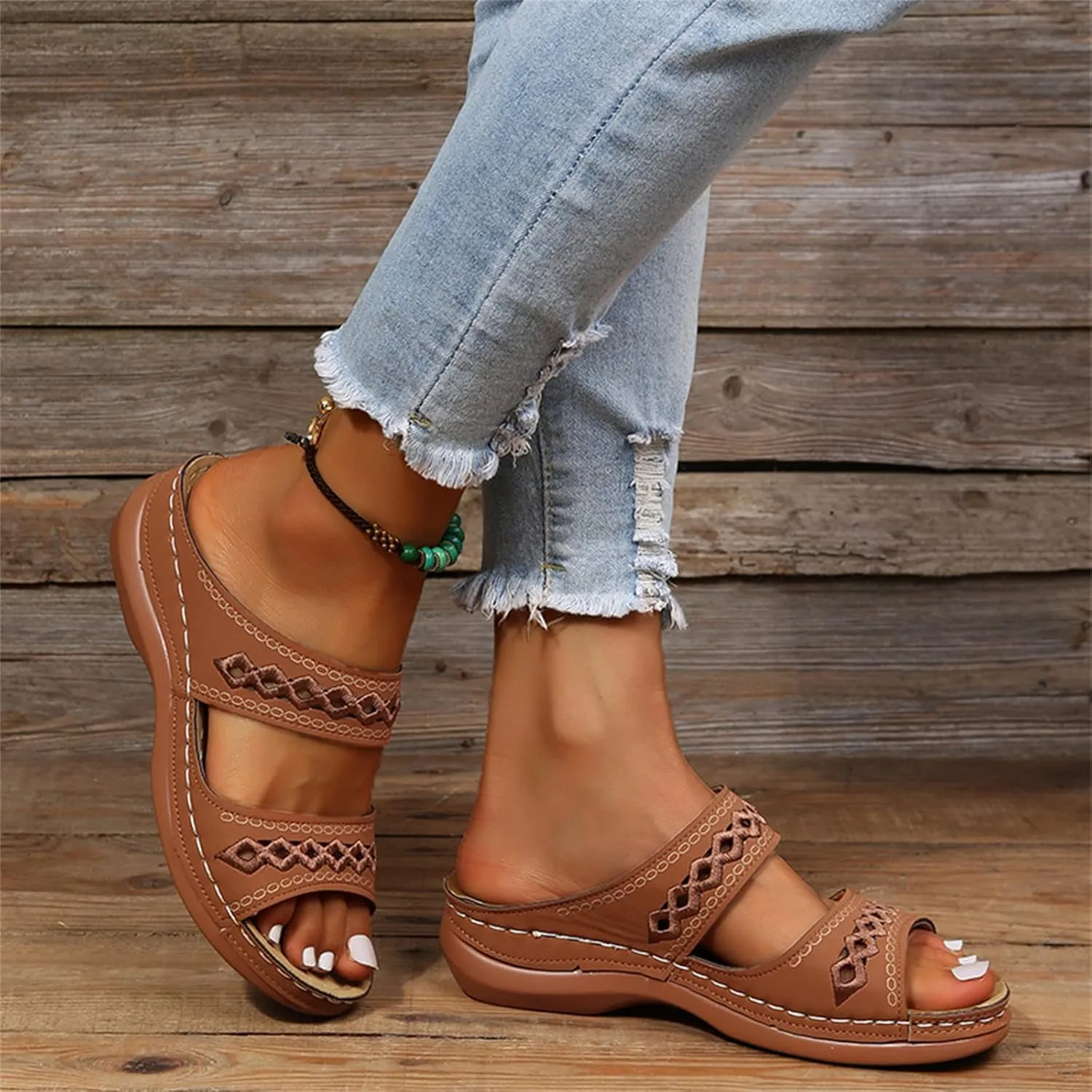 Ladmiple Womens Sandals Dressy Summer Comfort Orthotic Walking Slides Open Toe Arch Support Orthopedic Flip Flops 2024