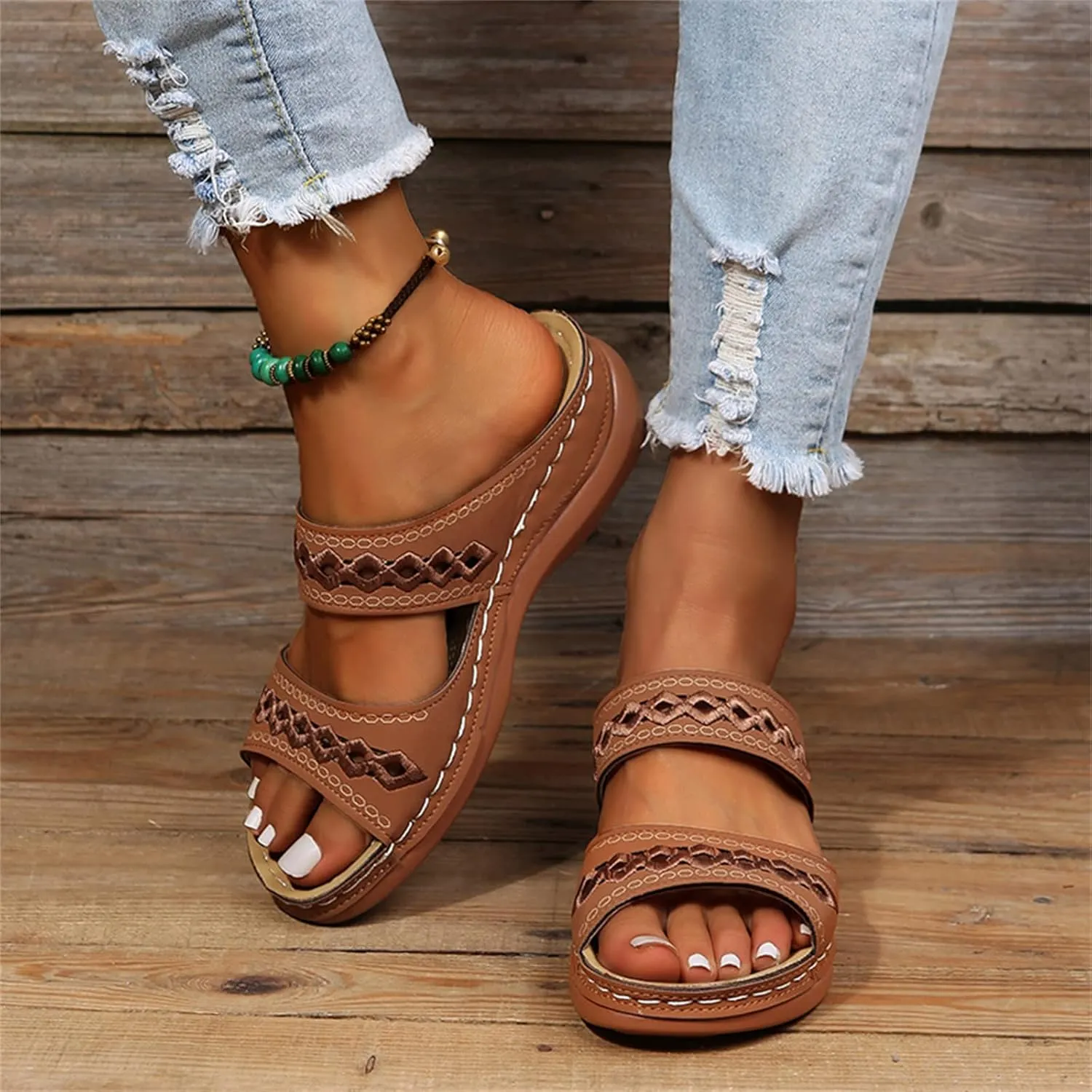 Ladmiple Womens Sandals Dressy Summer Comfort Orthotic Walking Slides Open Toe Arch Support Orthopedic Flip Flops 2024
