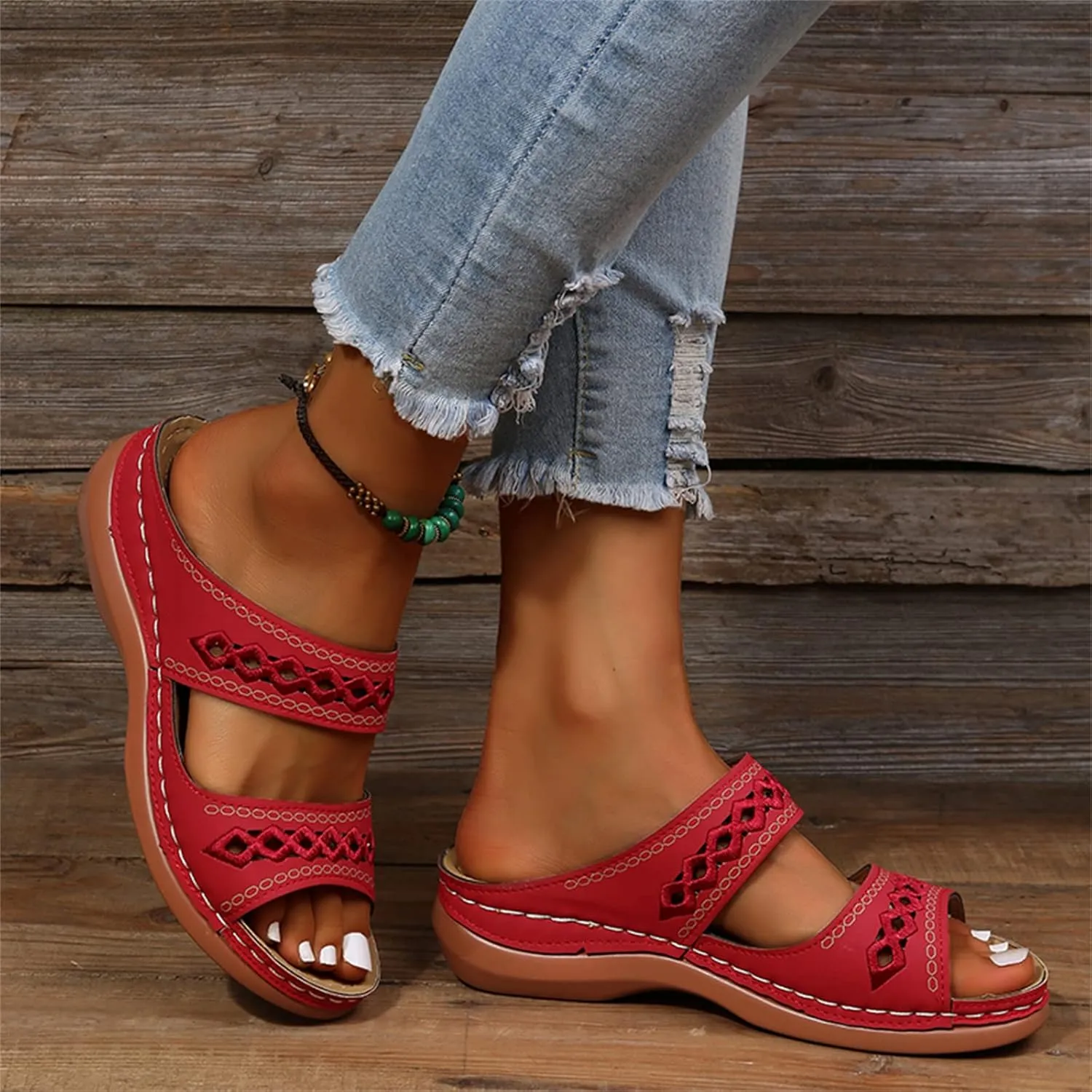 Ladmiple Womens Sandals Dressy Summer Comfort Orthotic Walking Slides Open Toe Arch Support Orthopedic Flip Flops 2024
