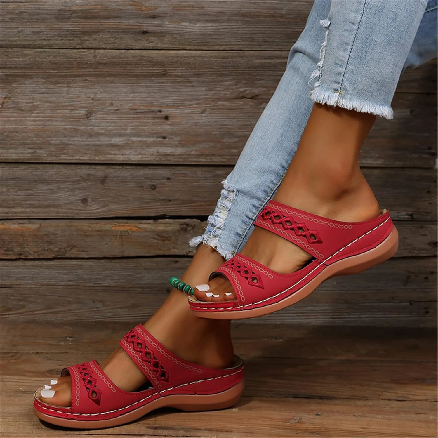 Ladmiple Womens Sandals Dressy Summer Comfort Orthotic Walking Slides Open Toe Arch Support Orthopedic Flip Flops 2024