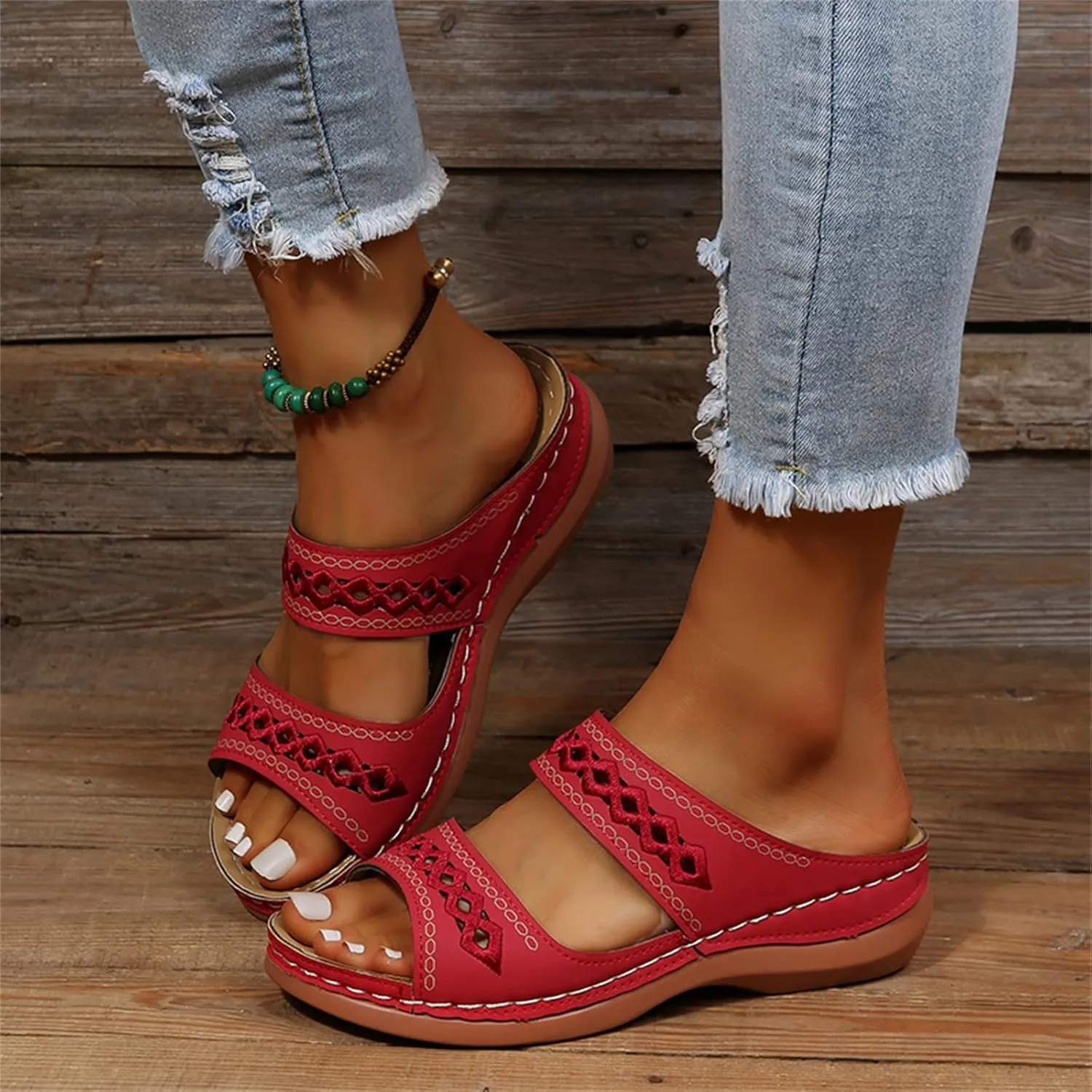 Ladmiple Womens Sandals Dressy Summer Comfort Orthotic Walking Slides Open Toe Arch Support Orthopedic Flip Flops 2024