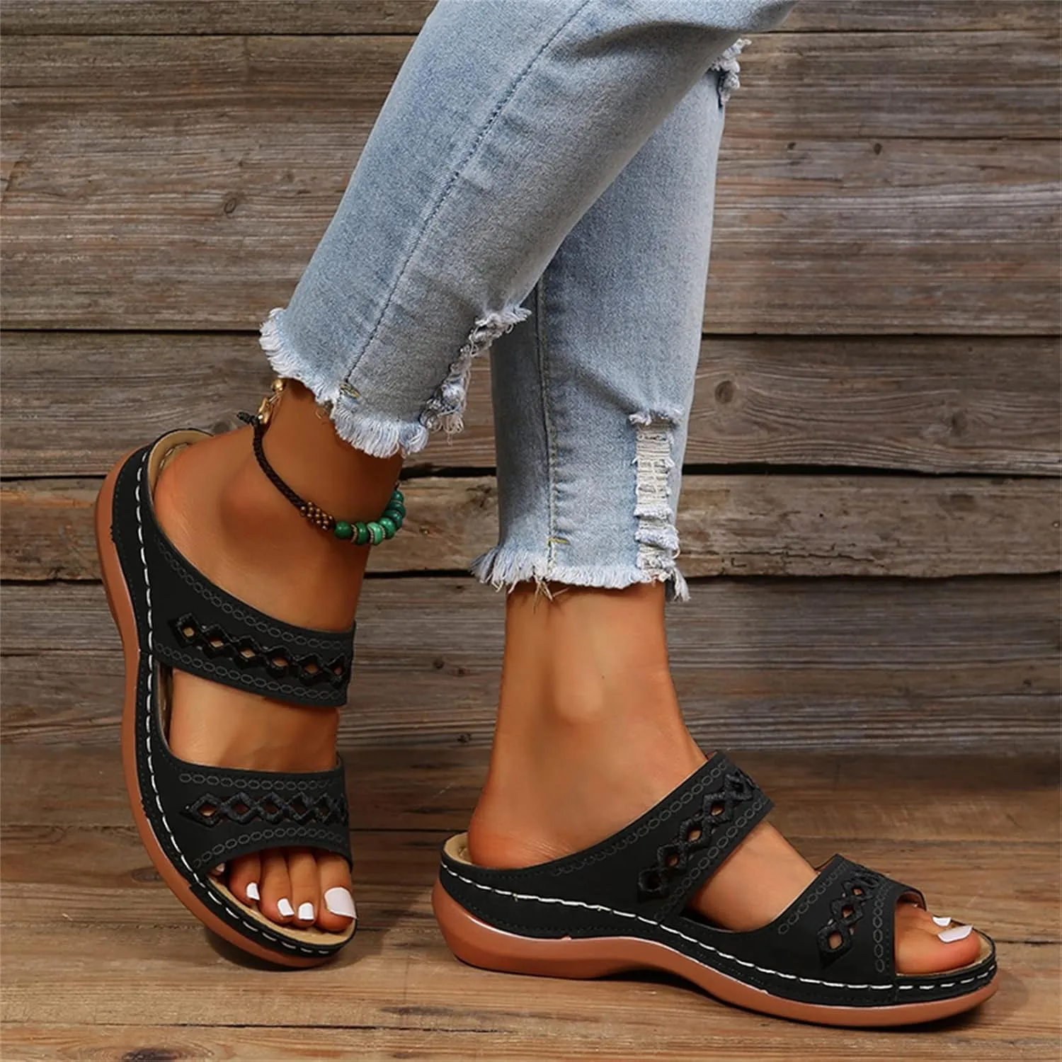Ladmiple Womens Sandals Dressy Summer Comfort Orthotic Walking Slides Open Toe Arch Support Orthopedic Flip Flops 2024