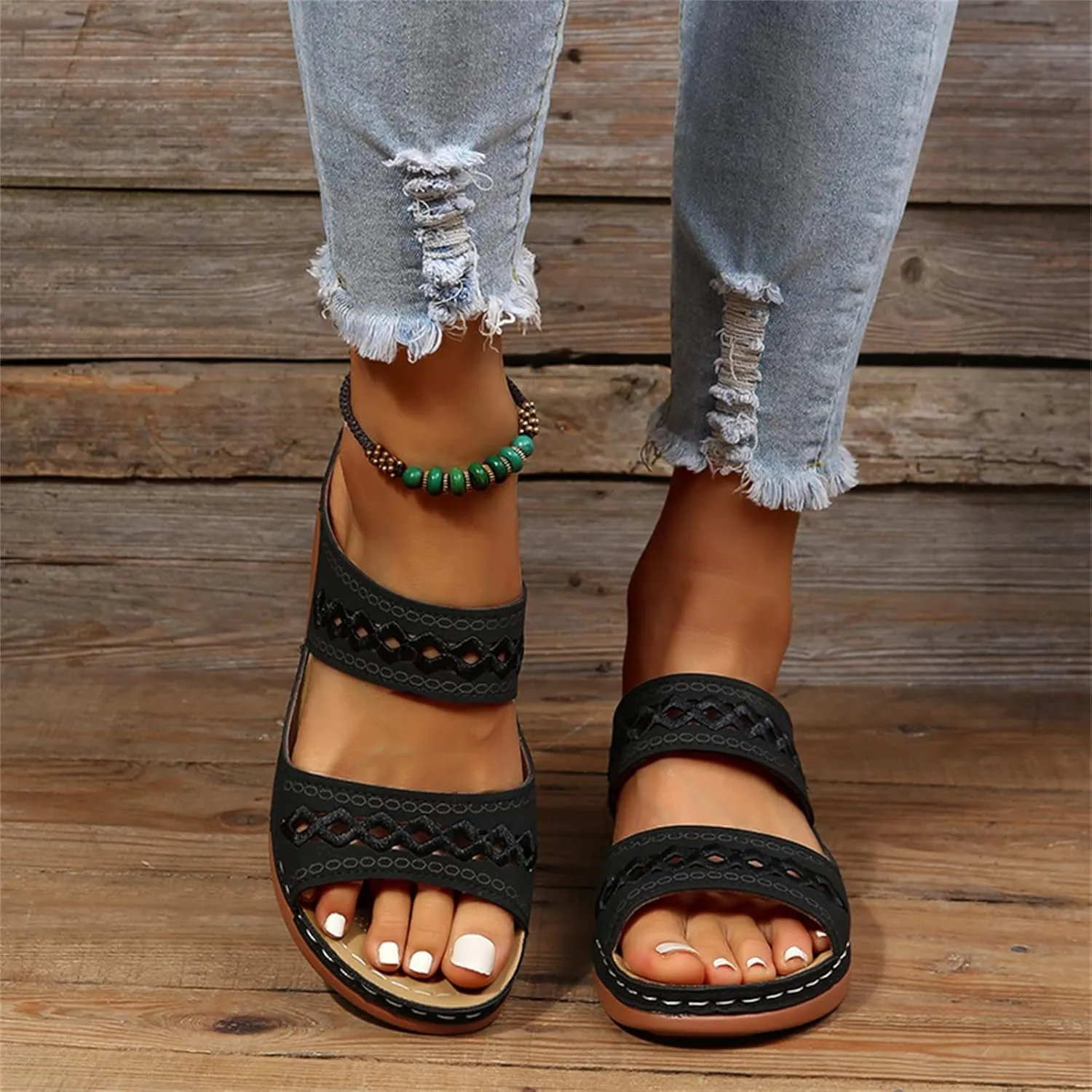 Ladmiple Womens Sandals Dressy Summer Comfort Orthotic Walking Slides Open Toe Arch Support Orthopedic Flip Flops 2024