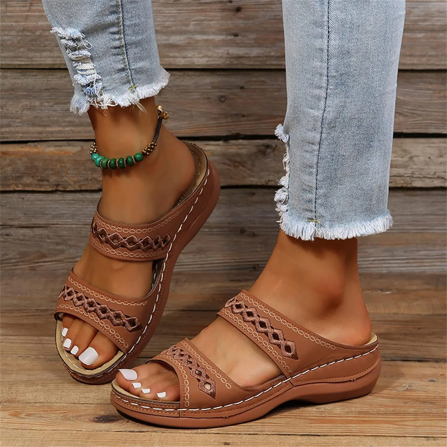 Ladmiple Womens Sandals Dressy Summer Comfort Orthotic Walking Slides Open Toe Arch Support Orthopedic Flip Flops 2024