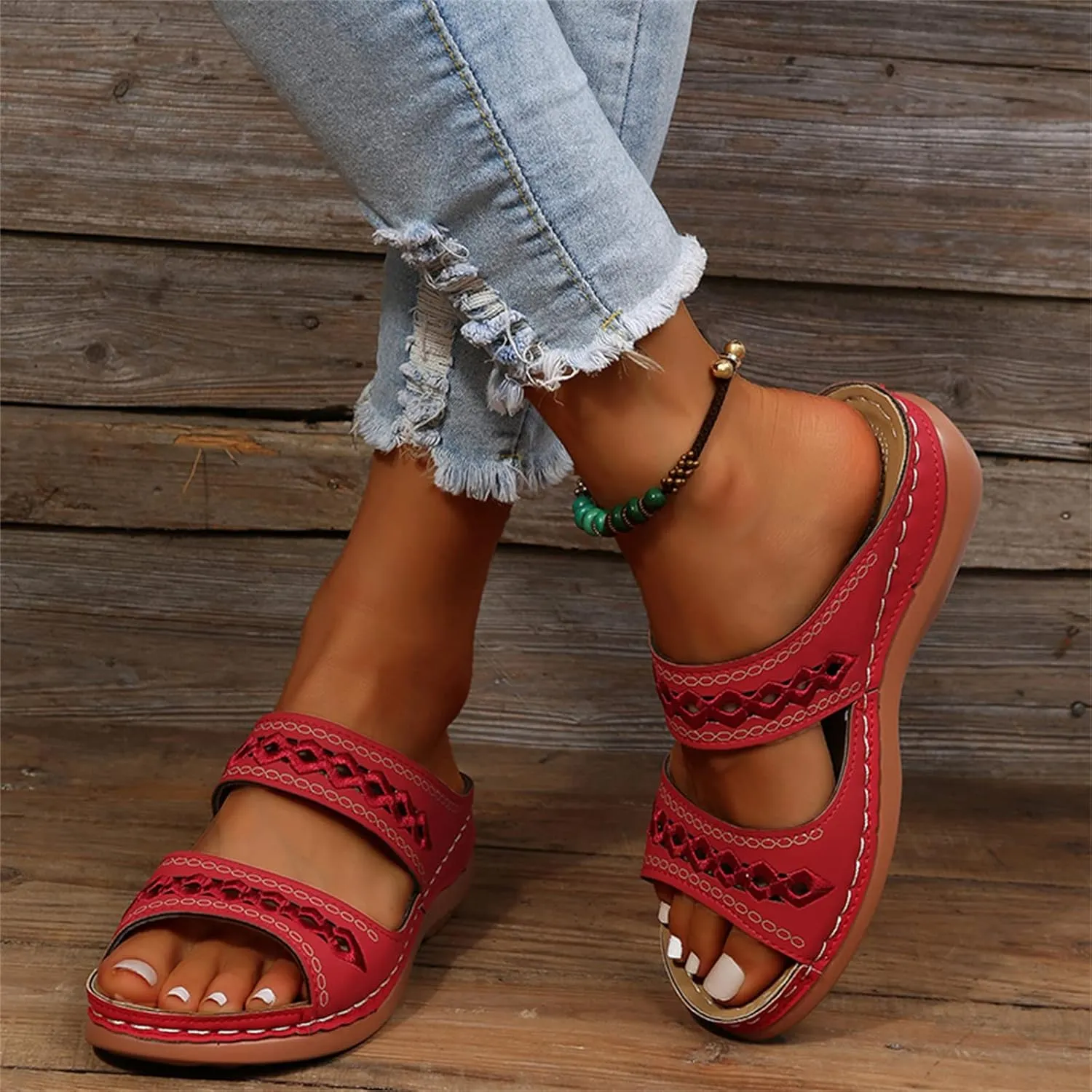 Ladmiple Womens Sandals Dressy Summer Comfort Orthotic Walking Slides Open Toe Arch Support Orthopedic Flip Flops 2024