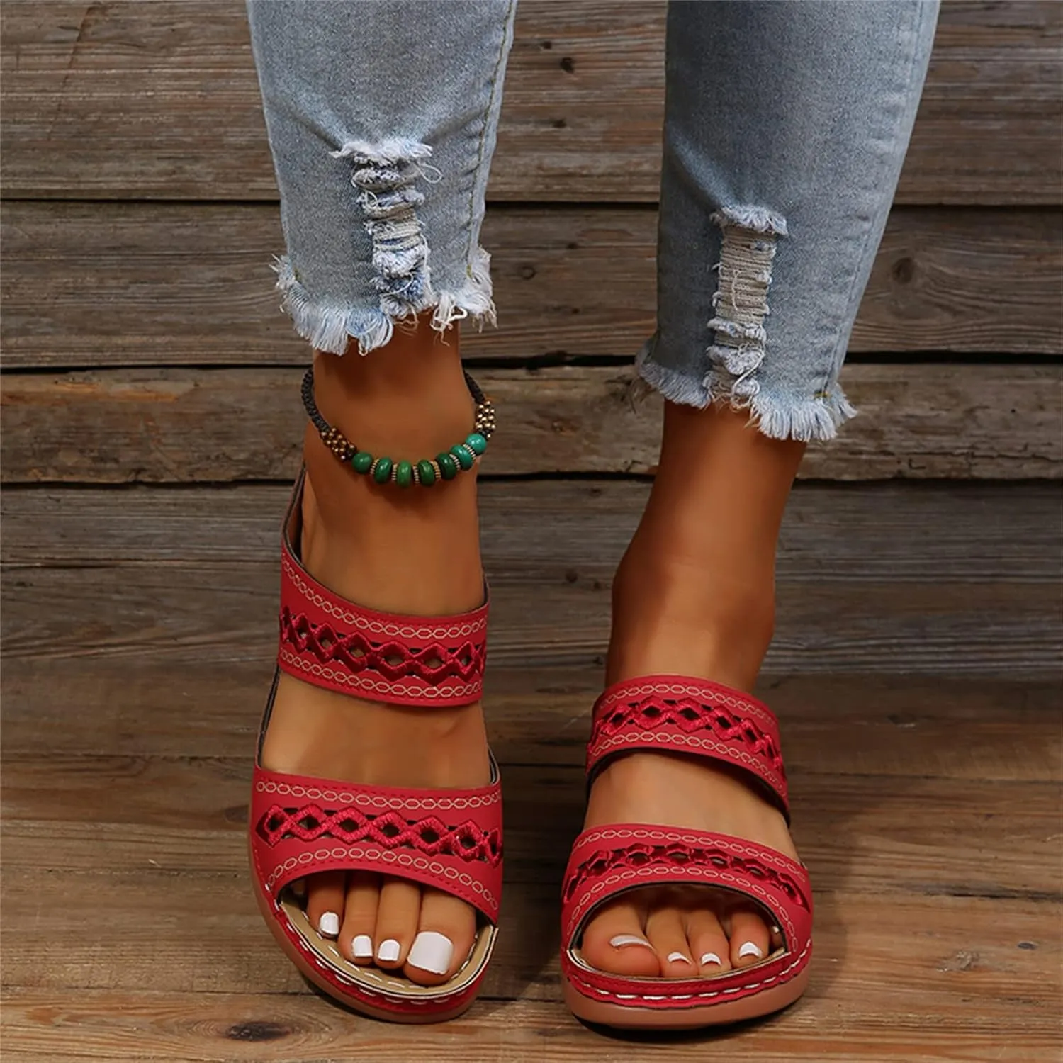 Ladmiple Womens Sandals Dressy Summer Comfort Orthotic Walking Slides Open Toe Arch Support Orthopedic Flip Flops 2024