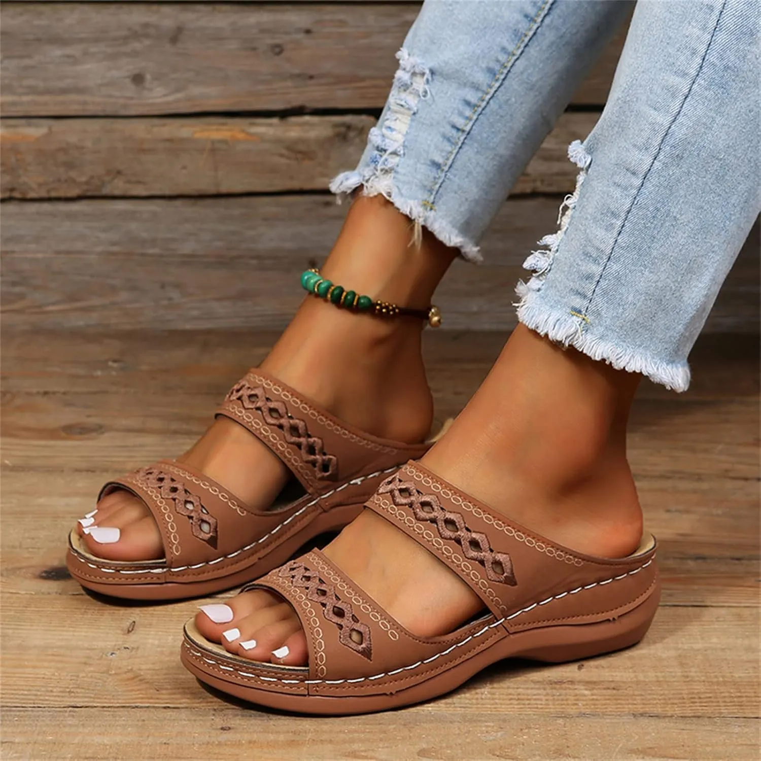 Ladmiple Womens Sandals Dressy Summer Comfort Orthotic Walking Slides Open Toe Arch Support Orthopedic Flip Flops 2024