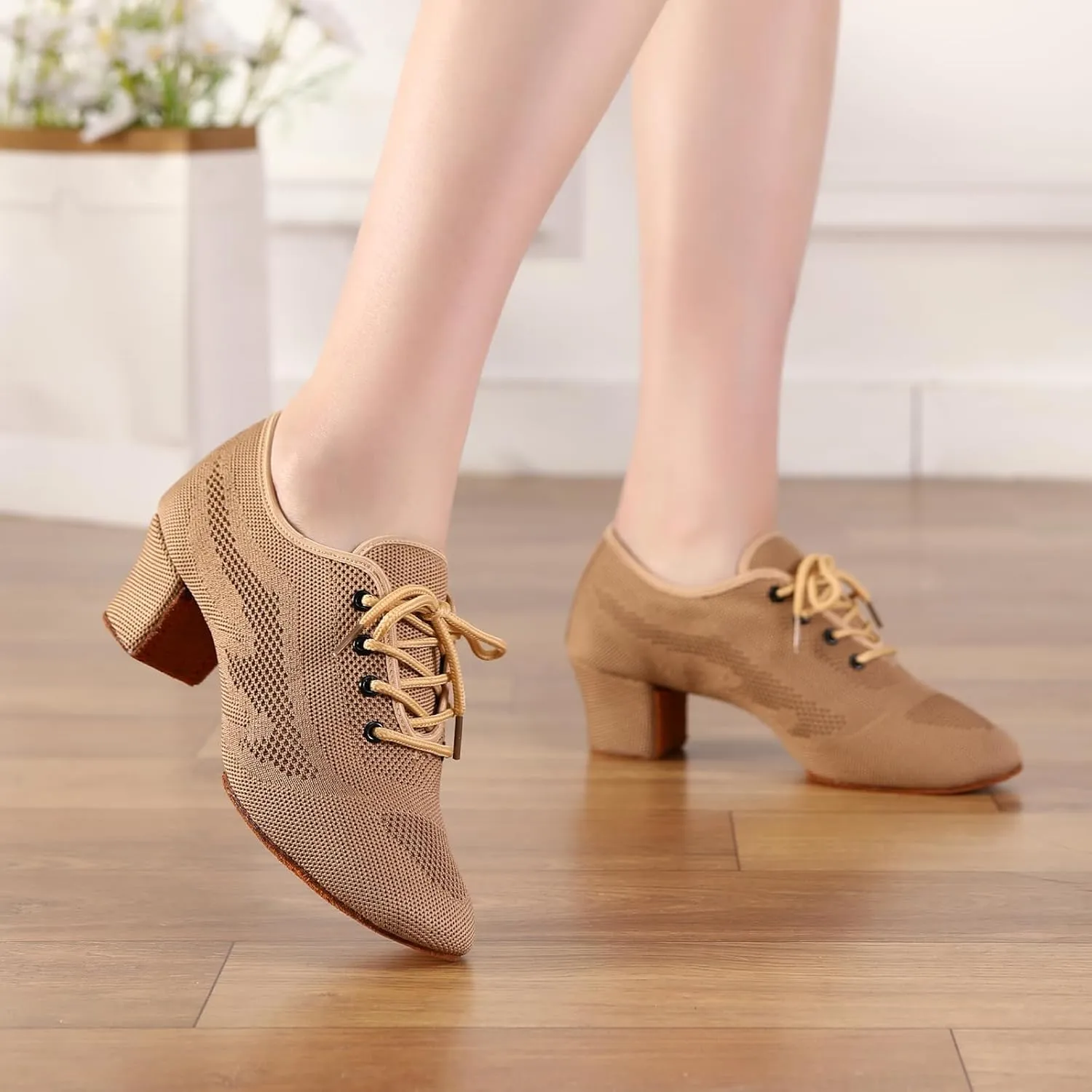 Latin Dance Shoes Women Lace up Ballroom Salsa Tango Practice Teaching
