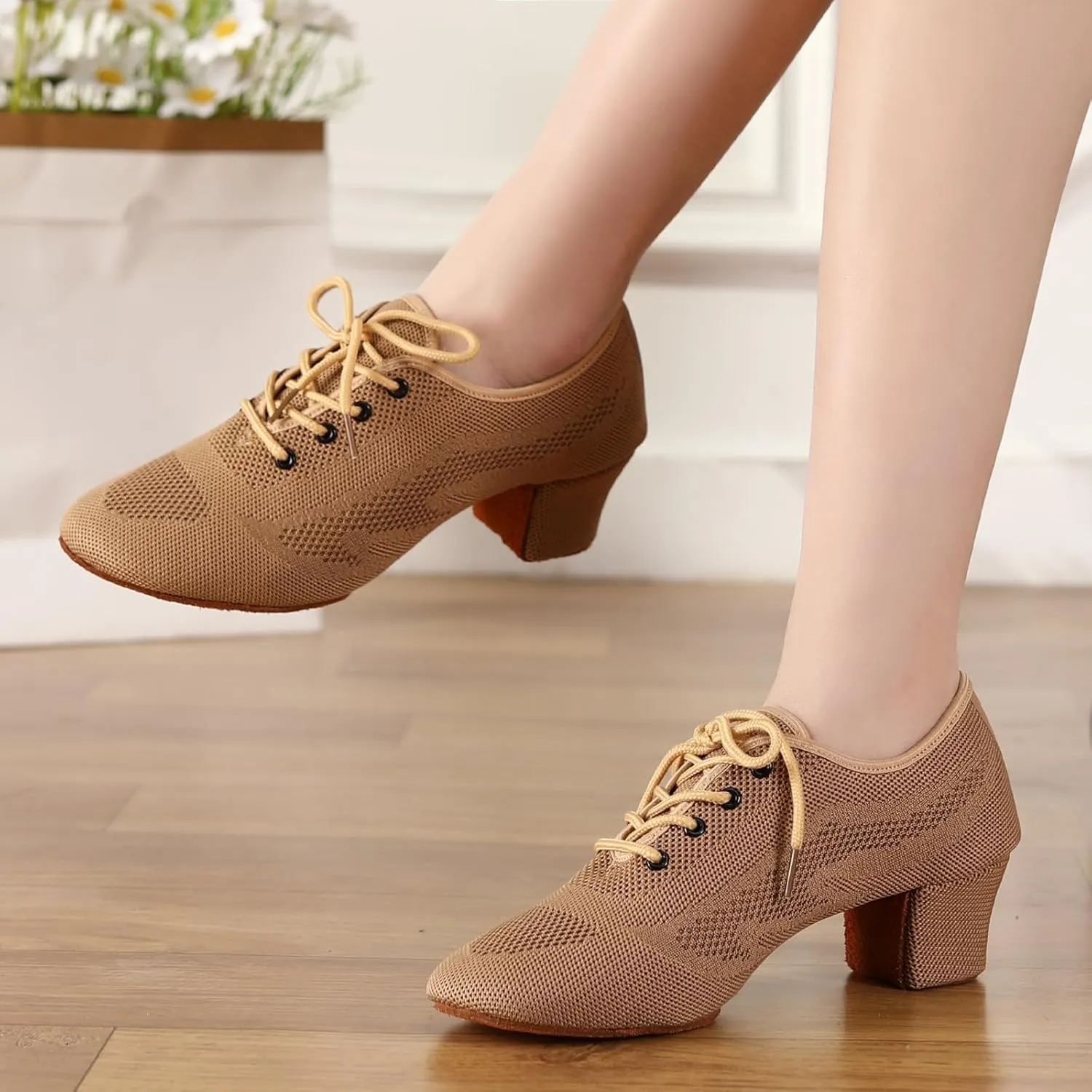 Latin Dance Shoes Women Lace up Ballroom Salsa Tango Practice Teaching