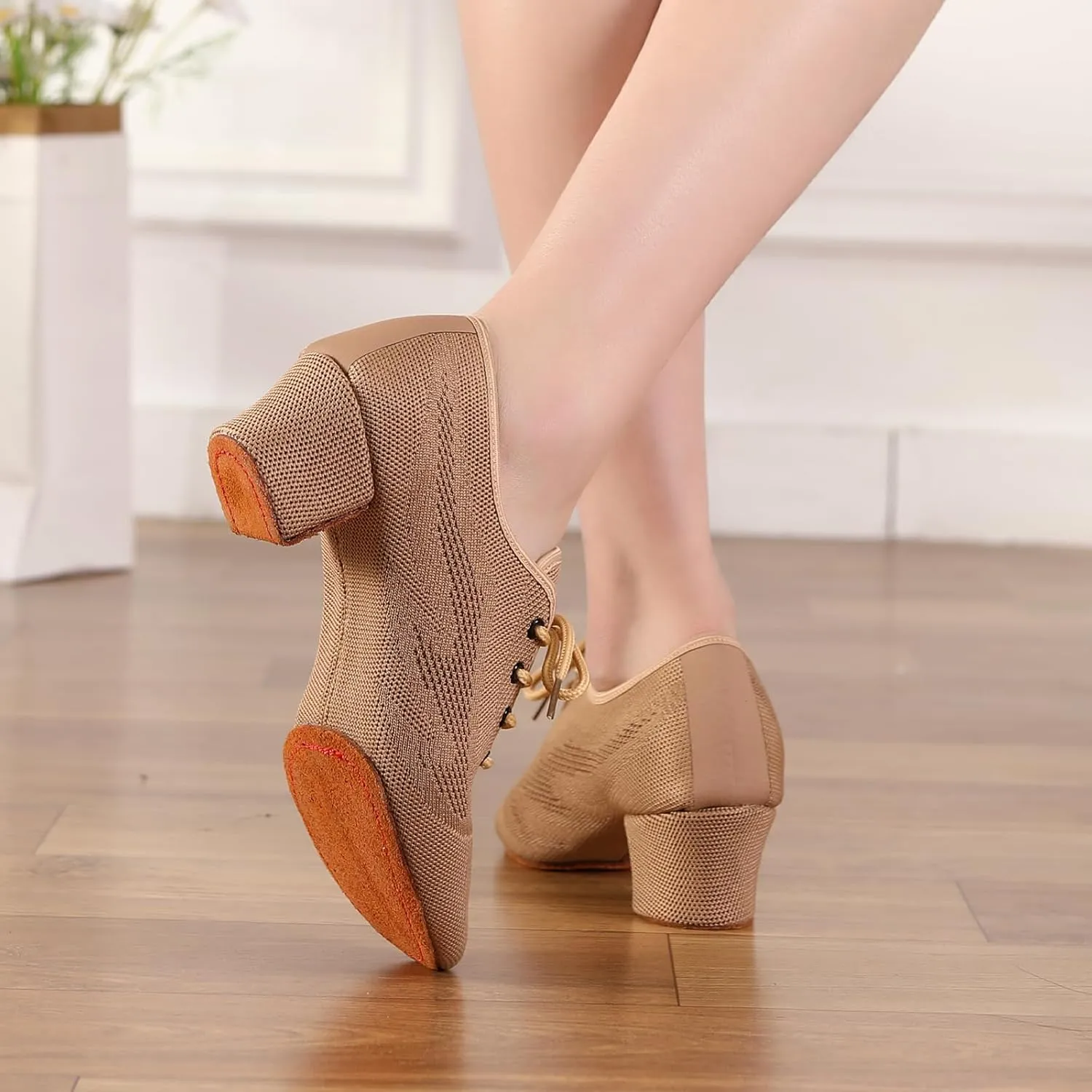 Latin Dance Shoes Women Lace up Ballroom Salsa Tango Practice Teaching