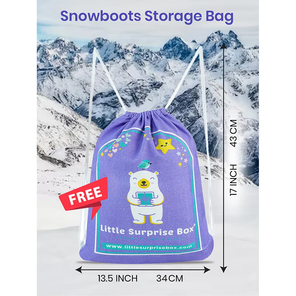 Little Surprise Box, Pink Camouflage Waterproof Winter Snow Boots For Kids With Metal Cleats For Minus Degree Icy Terrains