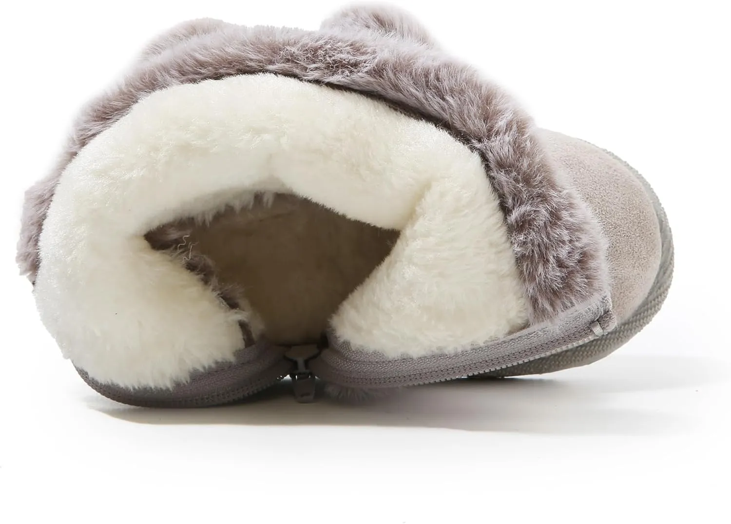 LONSOEN Kids Girls Boys Winter Warm Boots Suede Lightweight Faux Fur Lined Mid Calf Snow Boots for Toddler/Little Kid