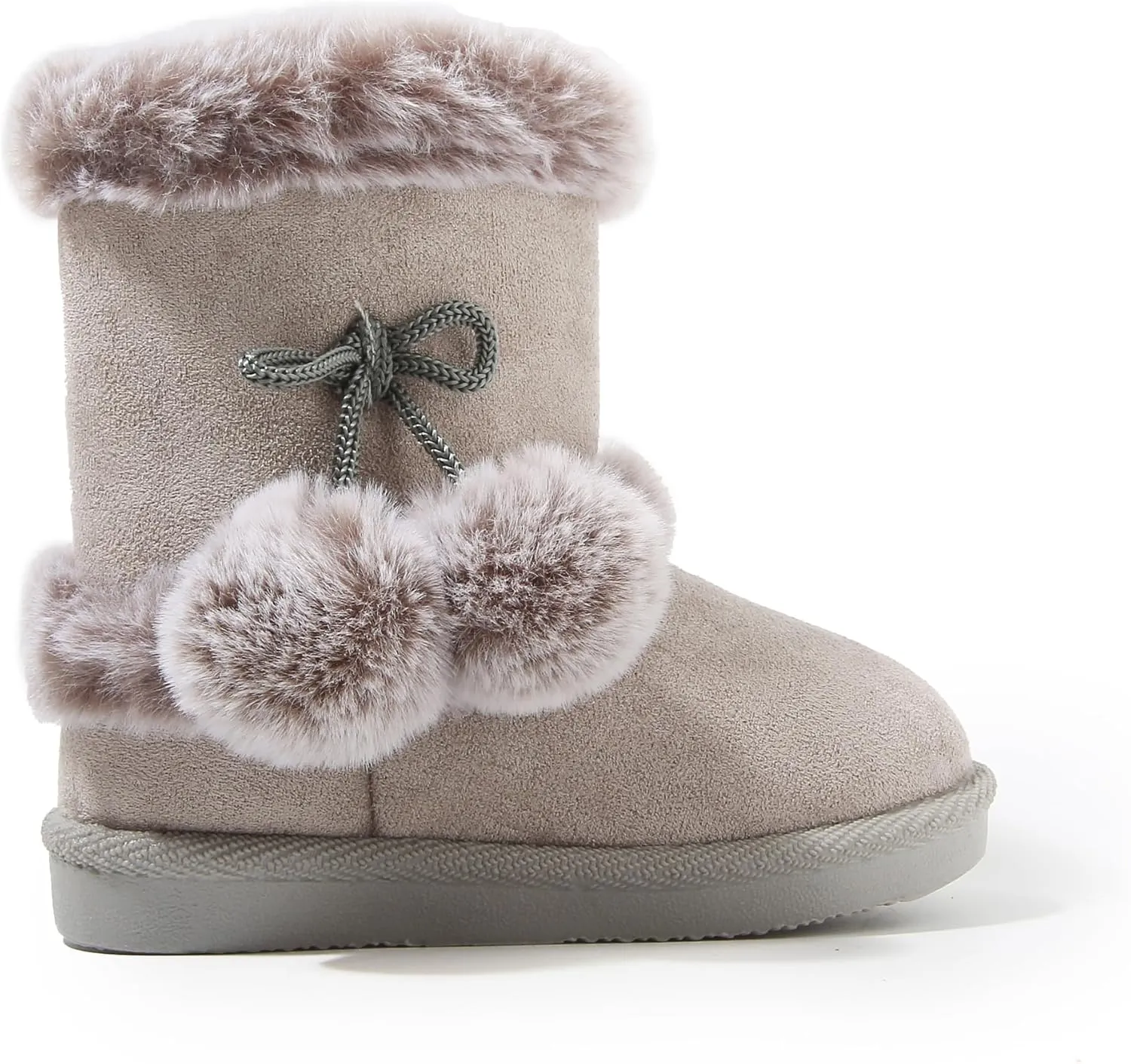 LONSOEN Kids Girls Boys Winter Warm Boots Suede Lightweight Faux Fur Lined Mid Calf Snow Boots for Toddler/Little Kid