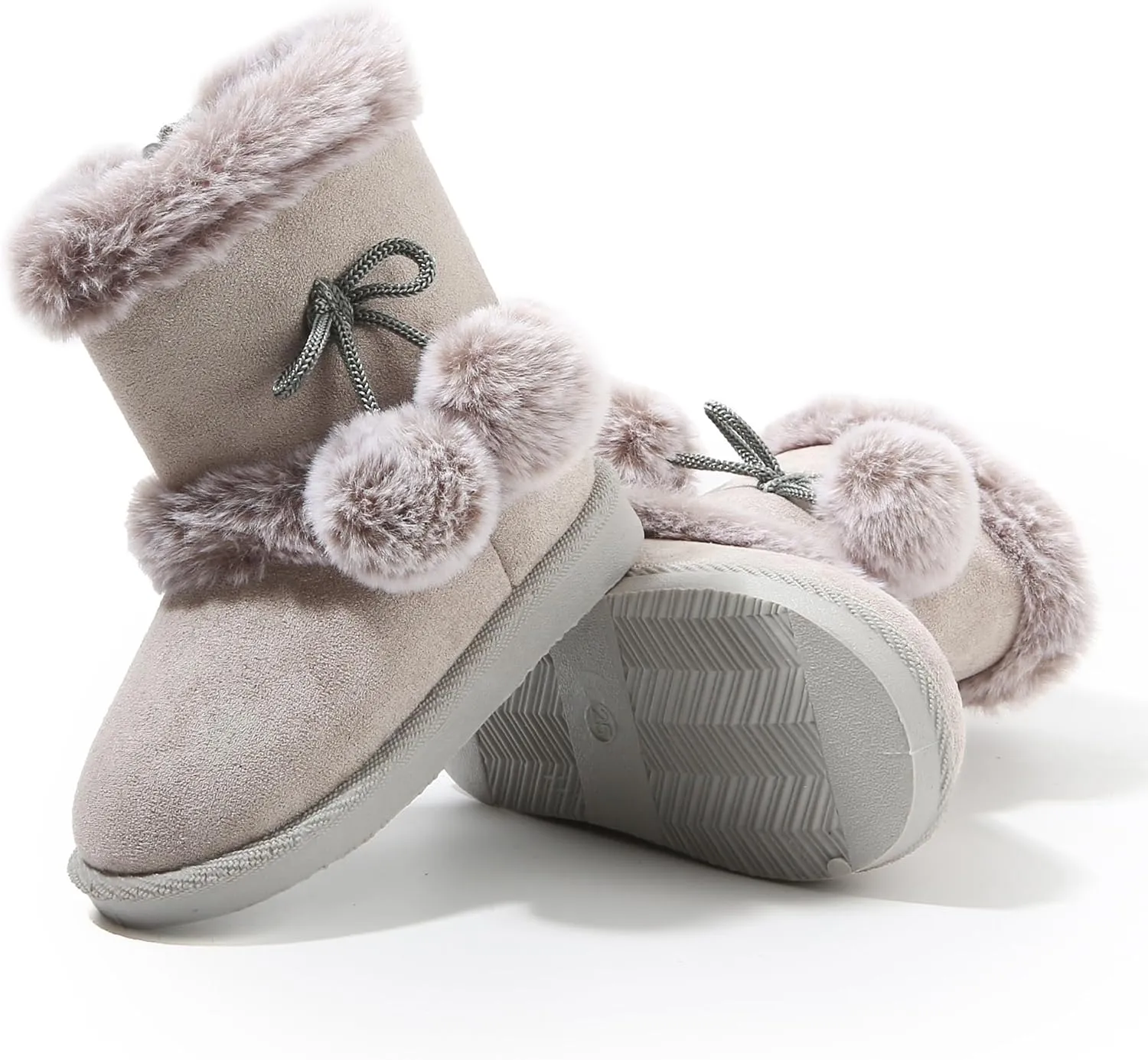 LONSOEN Kids Girls Boys Winter Warm Boots Suede Lightweight Faux Fur Lined Mid Calf Snow Boots for Toddler/Little Kid